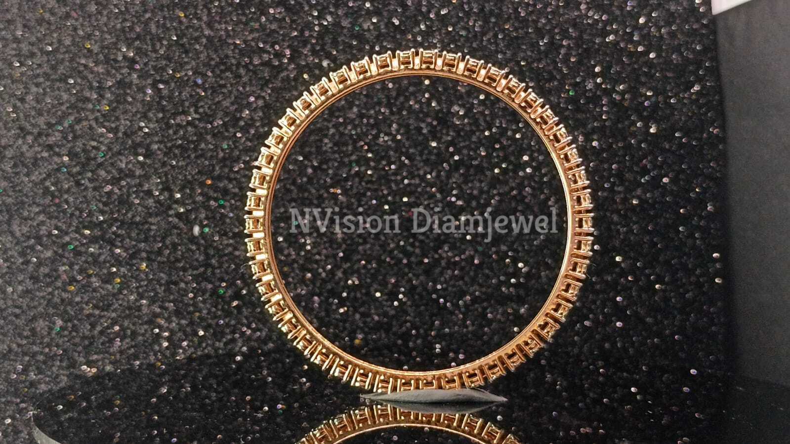 Rose Gold Natural Diamond Miracle Plate Tikli Setting Bangle