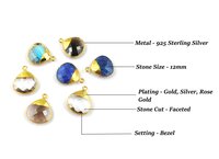 12mm Heart Shape Gold Vermeil 925 Sterling Silver Bezel Set Gemstone Pendant