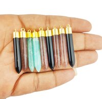 Large Pencil Point Size 40x10mm Electroplated Gemstone Pendant