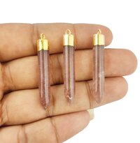 Large Pencil Point Size 40x10mm Electroplated Gemstone Pendant