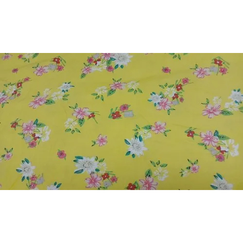 Printed Yellow Rayon Fabric
