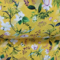 Yellow Printed Crepe Fabric