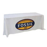 Trade Show Table Cover - Polyester, Customized Size, Ivory White | Washable, Durable, Tailor-Made, Light-Weight