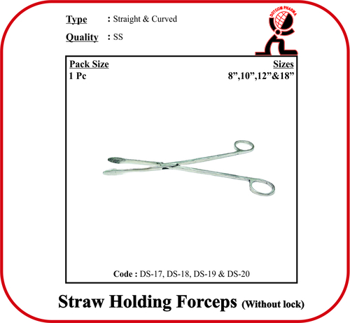 Straw Holding Forceps Without Lock -Straight 10 Inch