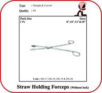 Straw Holding Forceps Without Lock -curved 8 Inch - Application: Hospital