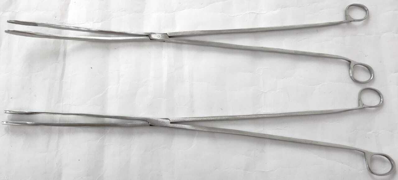Straw Holding Forceps Without Lock -Curved 10 Inch