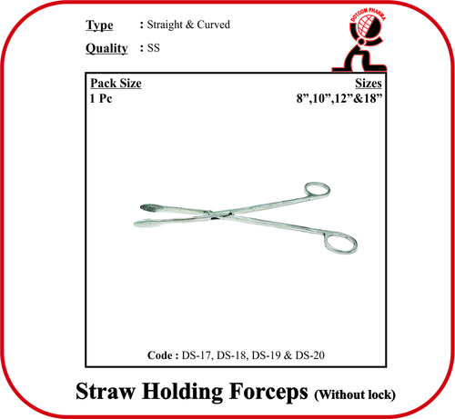 Straw Holding Forceps Without Lock -Curved 10 Inch (Indian)