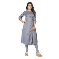 Gray kediya flep  lace 3 buttons A line Kurti A7