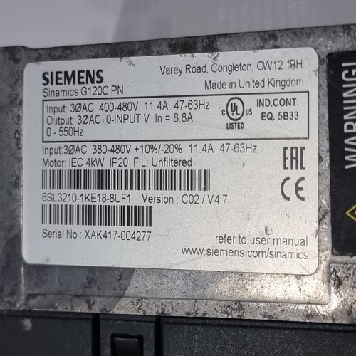 SIEMENS 6SL3210-1KE18-8UF1 POWER MODULE