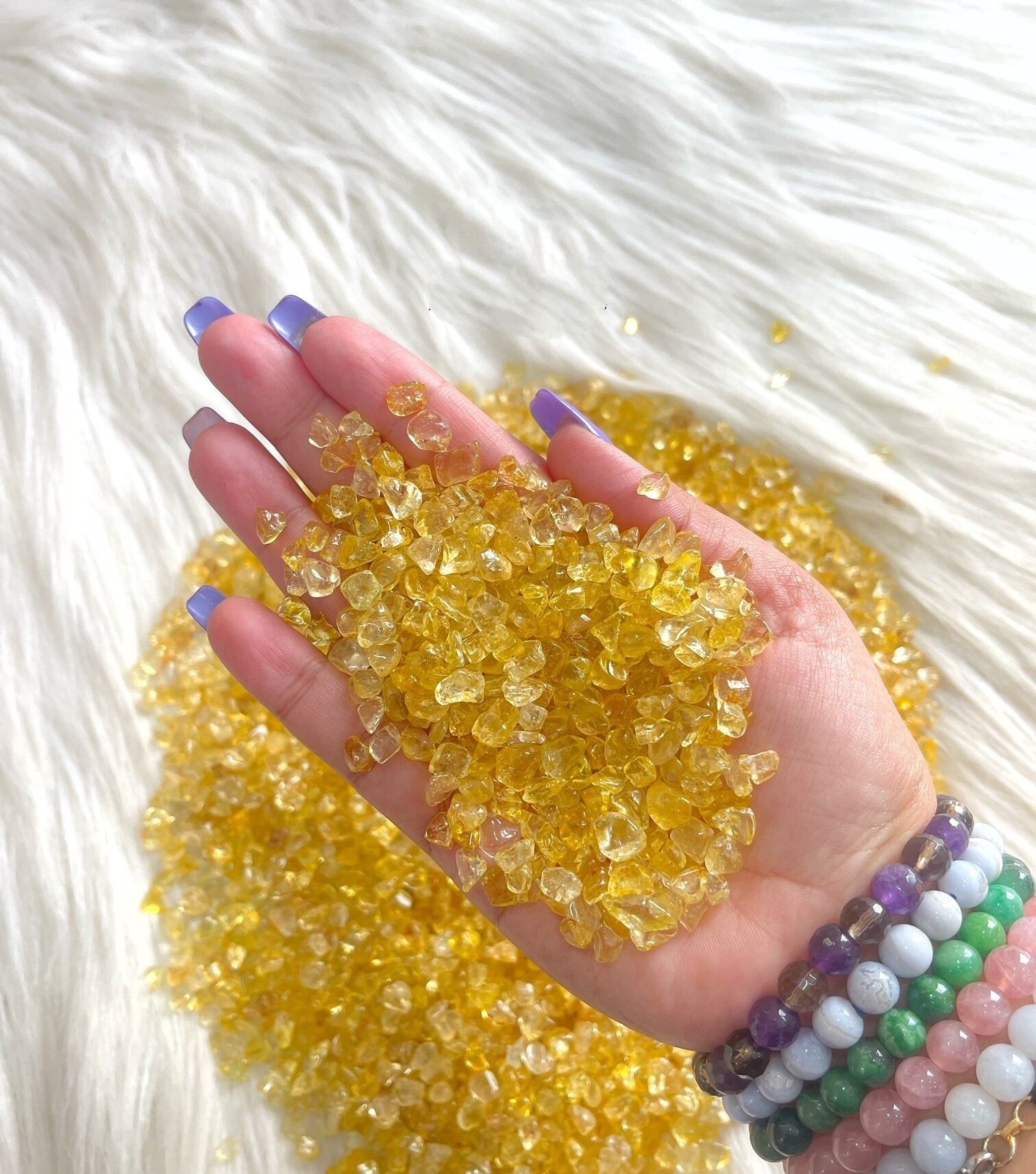 Natural Yellow Citrin Gemstone Chips