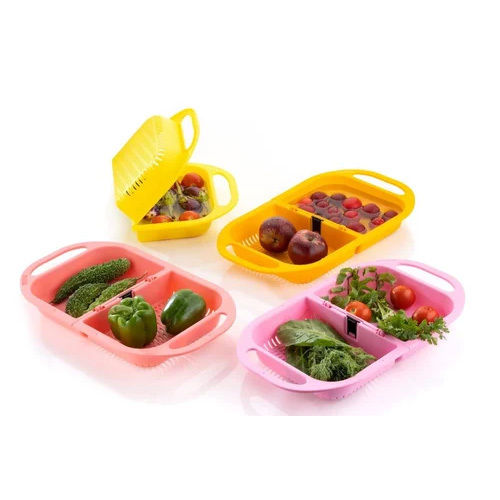 Multicolor Fruit Vegetables Draining Basket With Handle