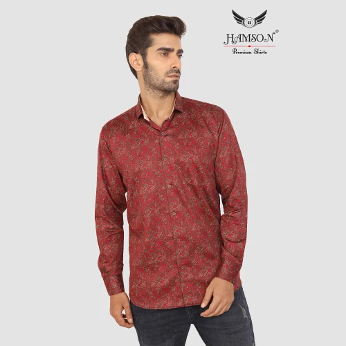 Mens Floral Printed Shirt - Lightweight Cotton Blend Full Sleeve Design Colorful Print Style | Washable Seasonal Fashion for Spring Summer Rainy and Winter