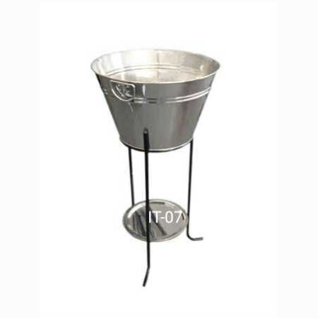 Black Galvanised Ice Bucket Eith Stand And Tray