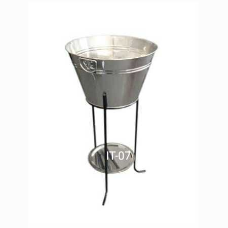 GALVANISED ICE BUCKET EITH STAND AND TRAY