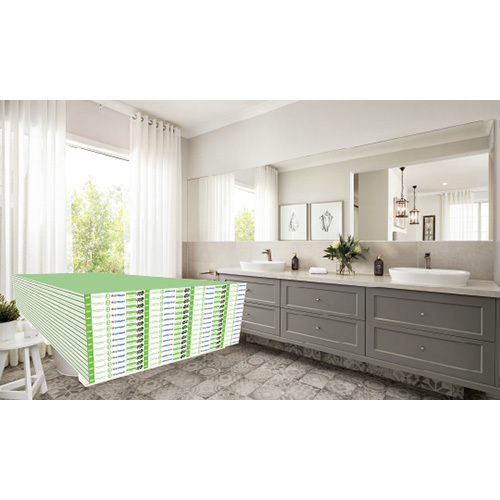 Gypsum Moisture Resistant Plasterboard - Lightweight 12.5mm Thick, 1830mm & 2448mm Long, Green & Grey, Tapered Edge | High Quality, Polished Surface, Commercial Use