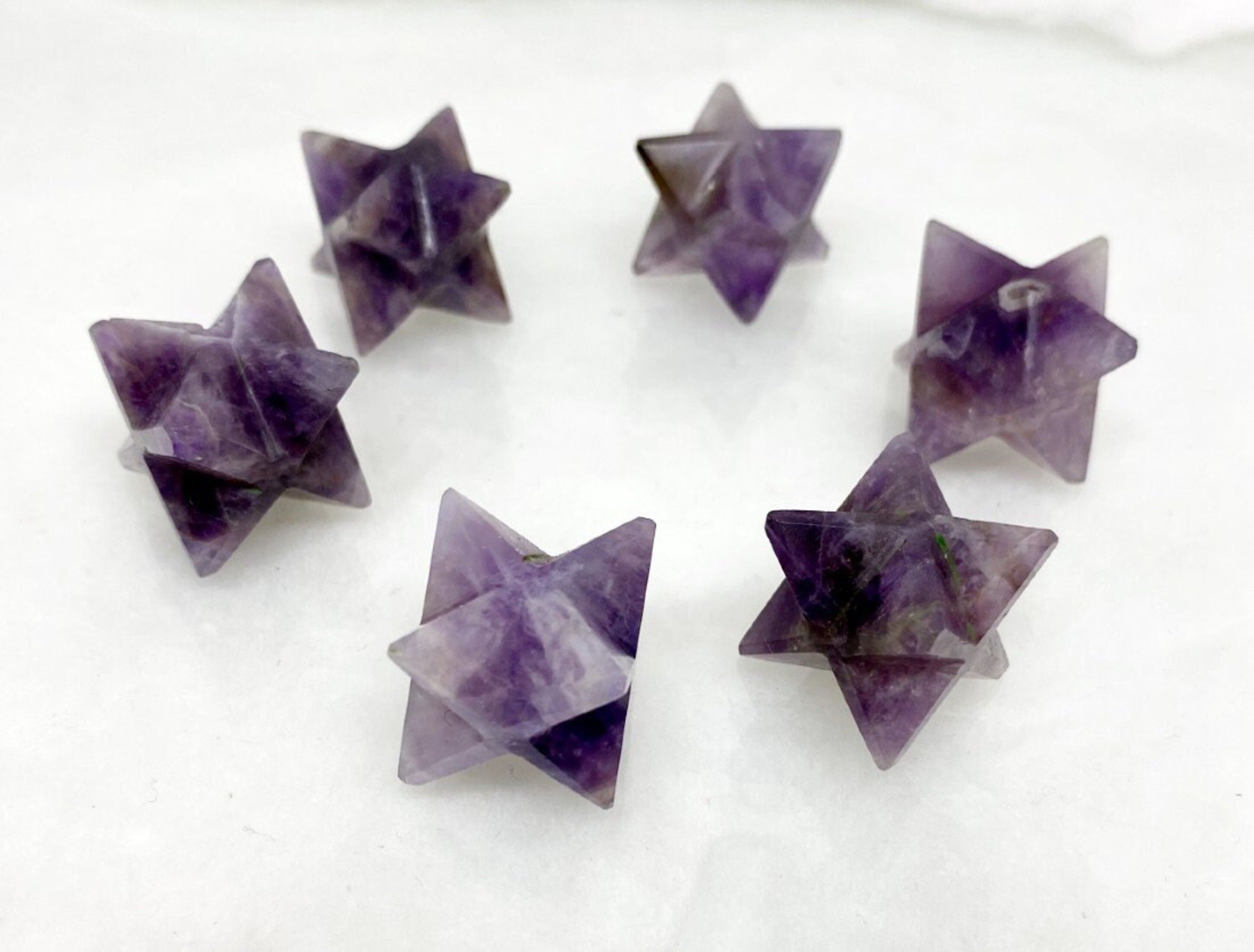 Natural Amethyst Gemstone 8 Point Merkaba Stars