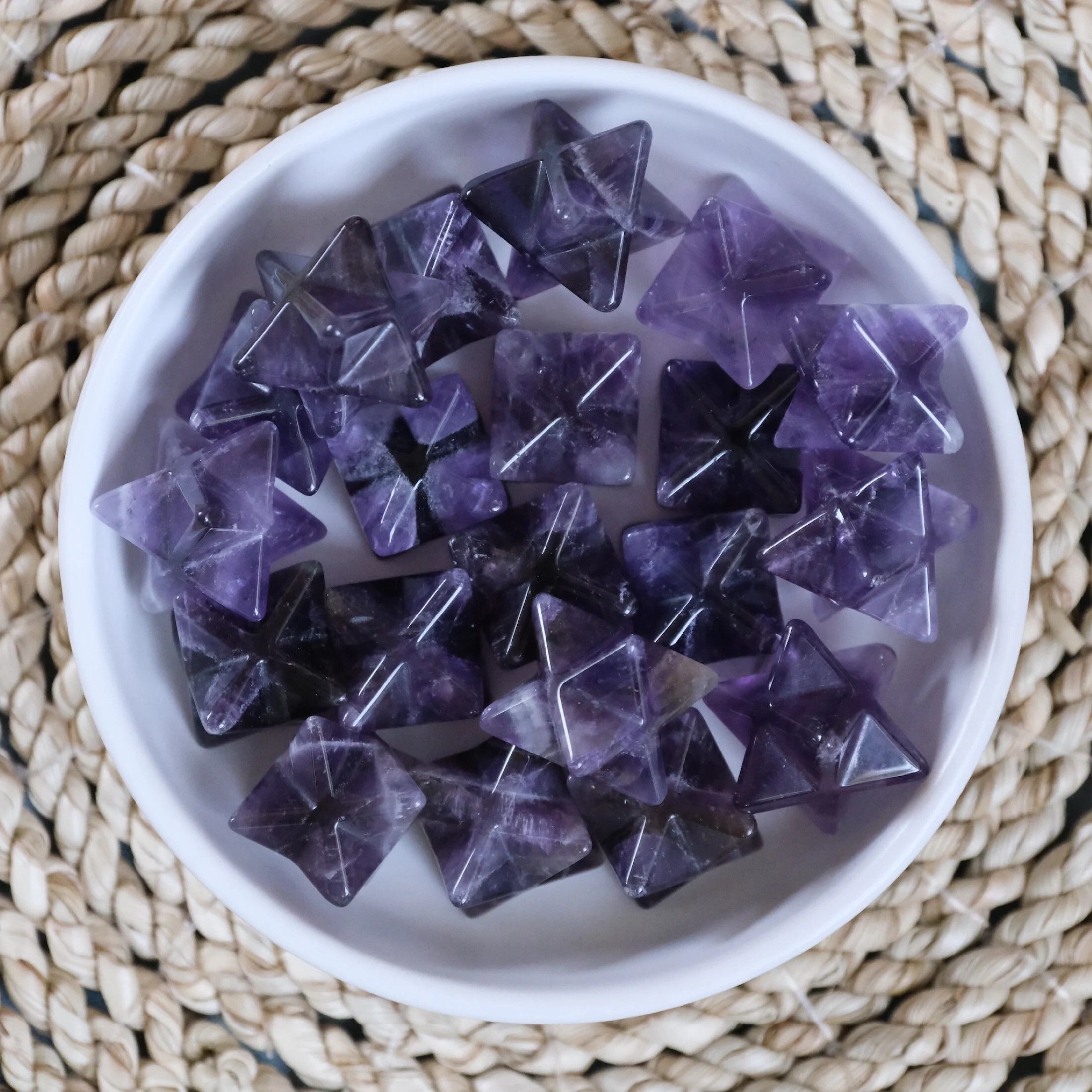 Natural Amethyst Gemstone 8 Point Merkaba Stars