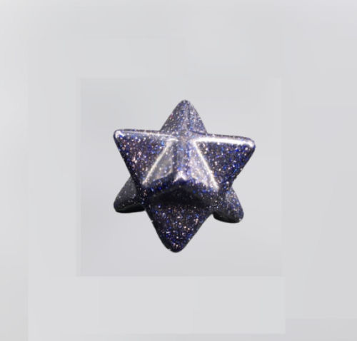 Natural Blue Goldstone Gemstone 8 Point Merkaba Stars