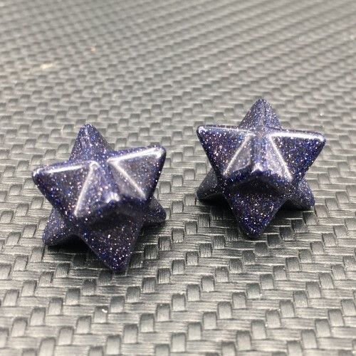 Natural Blue Goldstone Gemstone 8 Point Merkaba Stars