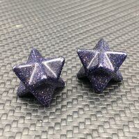 Natural Blue Goldstone Gemstone 8 Point Merkaba Stars