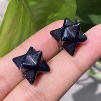 Natural Blue Goldstone Gemstone 8 Point Merkaba Stars