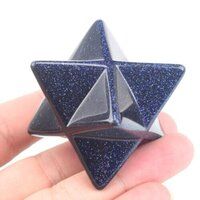 Natural Blue Goldstone Gemstone 8 Point Merkaba Stars