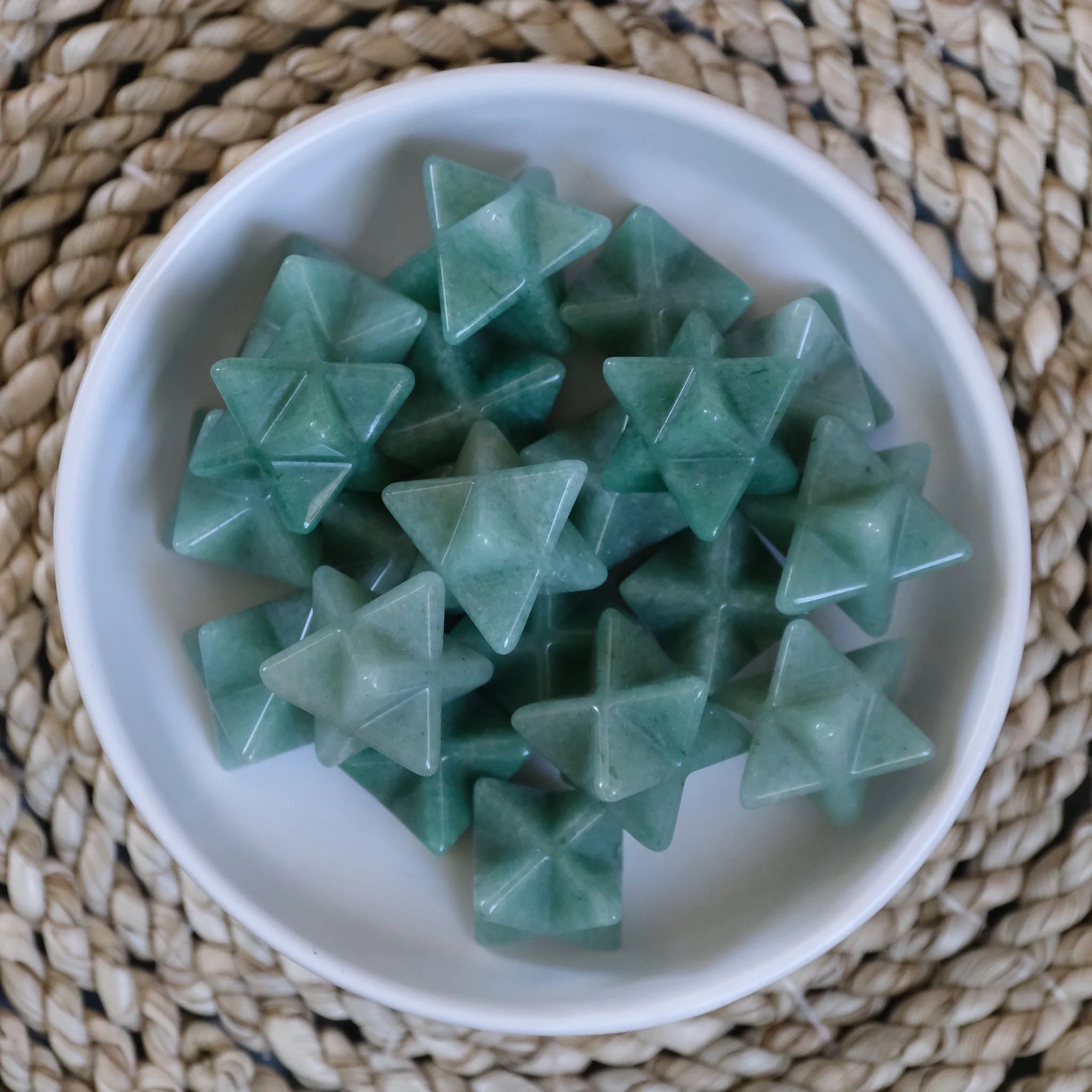 Natural Green Aventurine Gemstone 8 Point Merkaba Stars