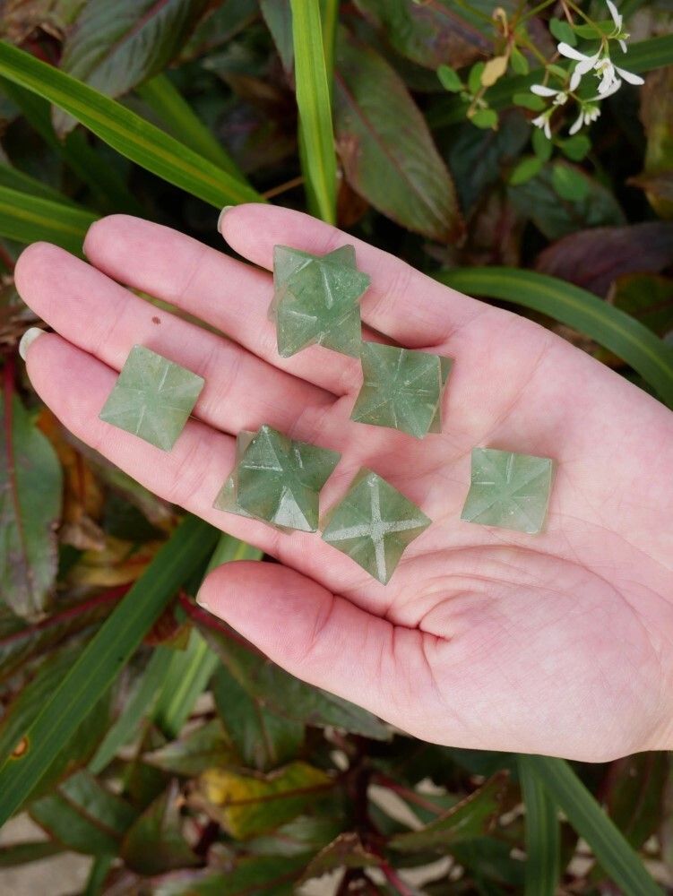 Natural Green Aventurine Gemstone 8 Point Merkaba Stars