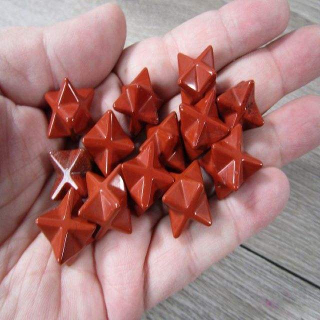 Natural Red Jasper Gemstone 8 Point Merkaba Stars