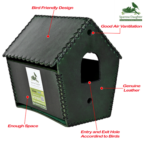 Green Wrinckle D Roof Bird House For Sparrow