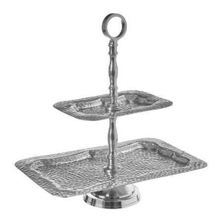 Silver Aluminium Hamered Cake Stand