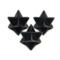 Natural Black Obsidian Gemstone 8 Point Merkaba Stars