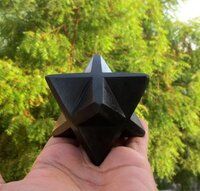 Natural Black Obsidian Gemstone 8 Point Merkaba Stars