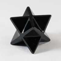 Natural Black Obsidian Gemstone 8 Point Merkaba Stars