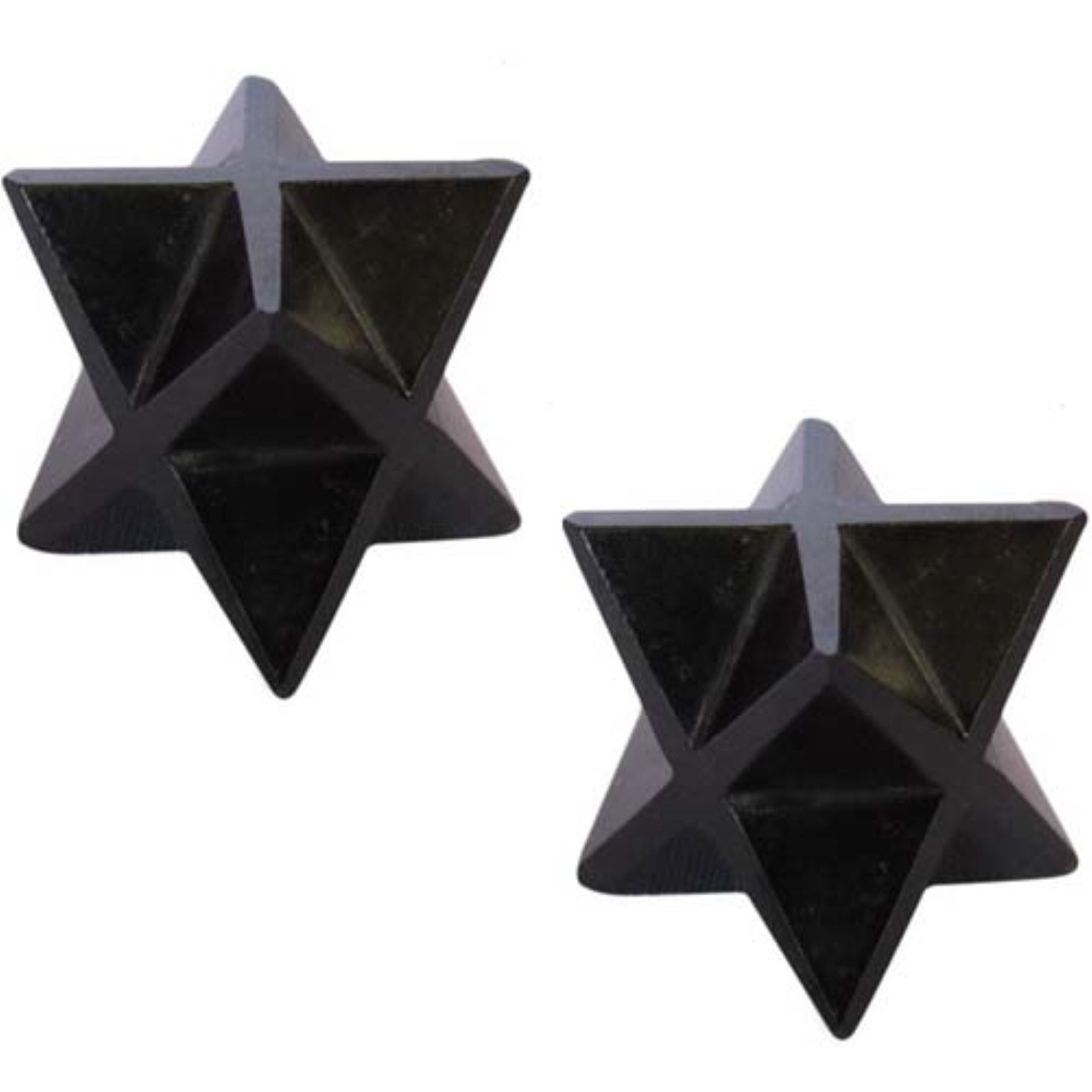 Natural Black Obsidian Gemstone 8 Point Merkaba Stars