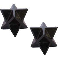 Natural Black Obsidian Gemstone 8 Point Merkaba Stars