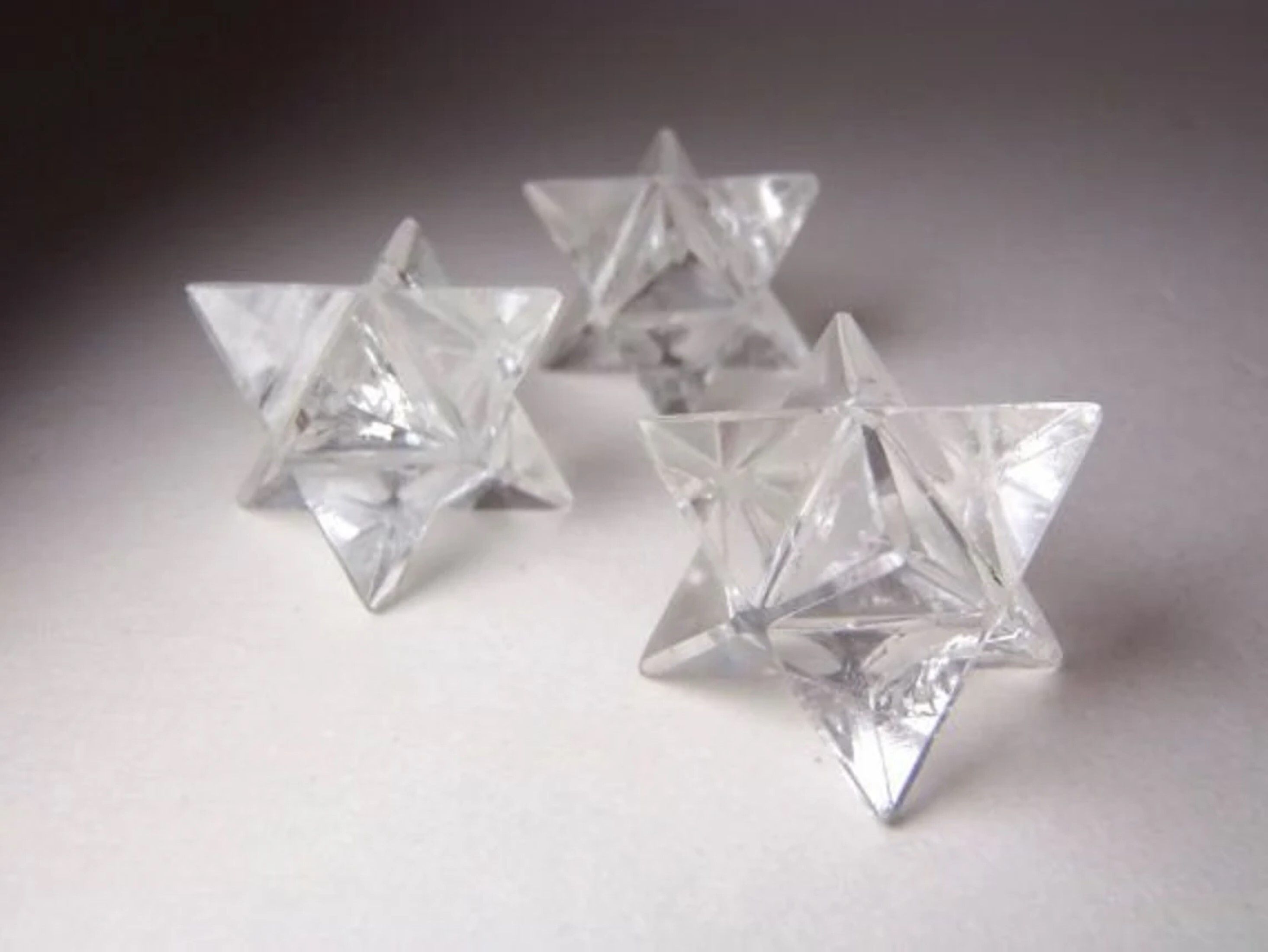 Natural Clear Quartz Gemstone 8 Point Merkaba Stars