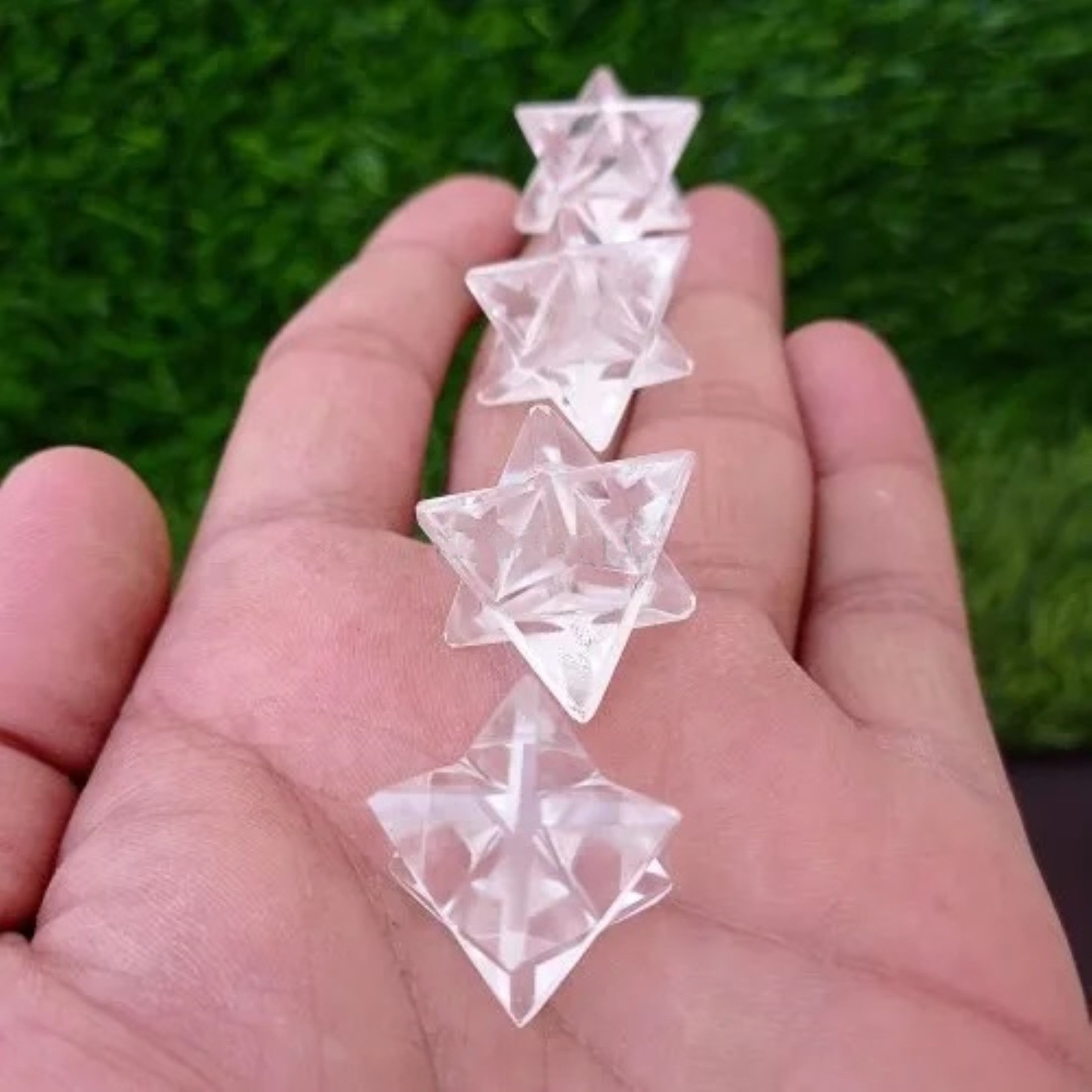 Natural Clear Quartz Gemstone 8 Point Merkaba Stars