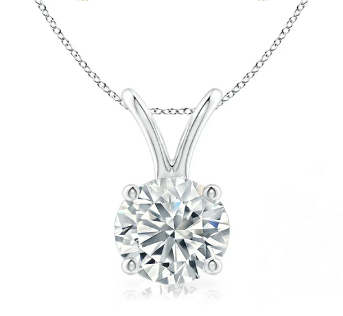Solitaire Diamond pendant In Natural Diamond 14k White Gold 1 CT