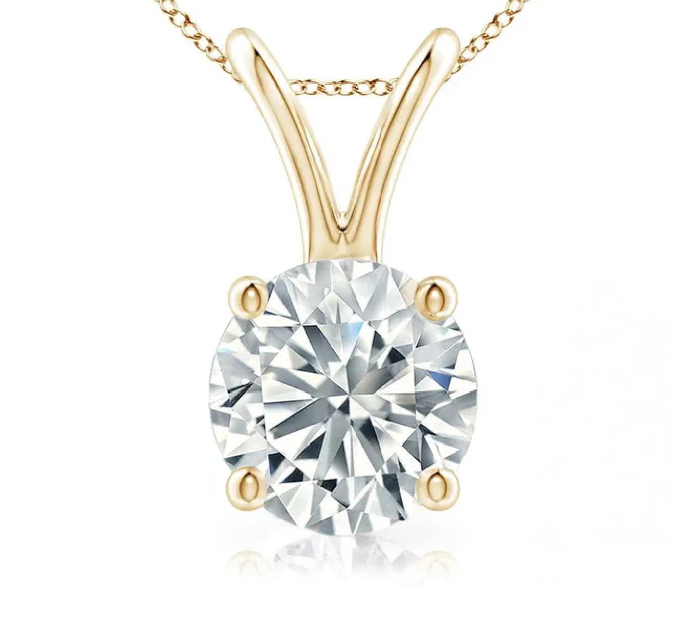 Solitaire Diamond pendant In Natural Diamond 14k White Gold 1 CT