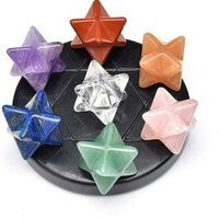 Natural Seven Chakra Gemstone 8 Point Merkaba Stars