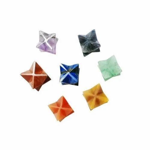 Natural Seven Chakra Gemstone 8 Point Merkaba Stars