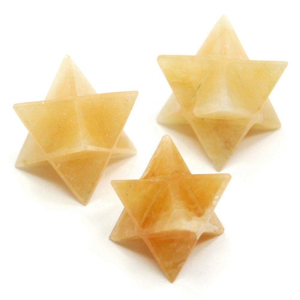 Natural Yellow Aventurine Gemstone 8 Point Merkaba Stars