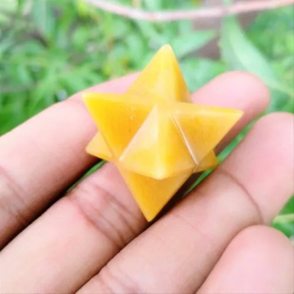 Natural Yellow Aventurine Gemstone 8 Point Merkaba Stars