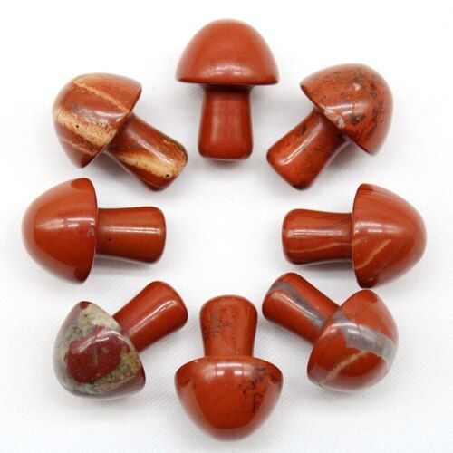 Natural Red Jasper Gemstone Mini Mushroom Reiki Set