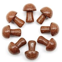 Natural Gold Sandstone Gemstone Mini Mushroom Reiki Set - 8-10mm Size, Aaa Grade, Perfect For Reiki And Meditation