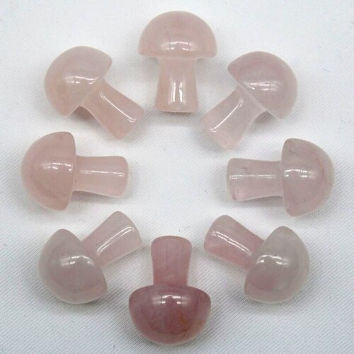 Natural Rose Quartz Gemstone Mini Mushroom Reiki Set
