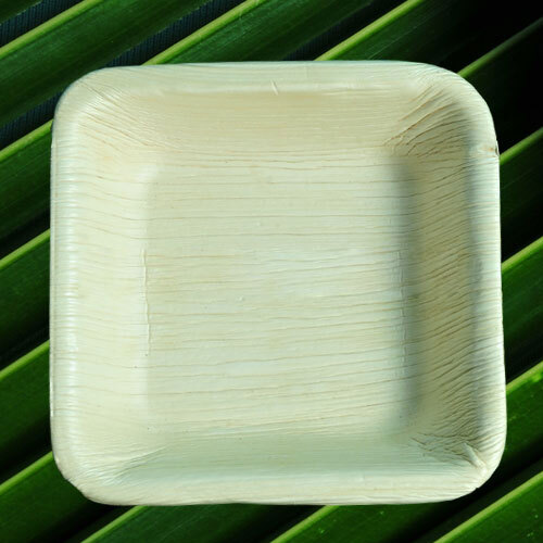 Brown 5 Inch Square Palm Plate