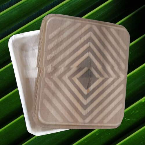 Brown 8 Inch Palm Leaf Food Container