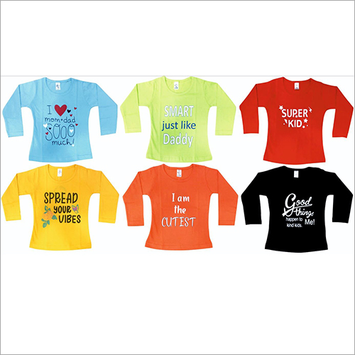 Baby Girls Top - Cotton, Sizes S to XL | Multi-Color, Full Sleeves, Breathable Fabric with Beautiful Captions, Anti-Wrinkle, Quick Dry